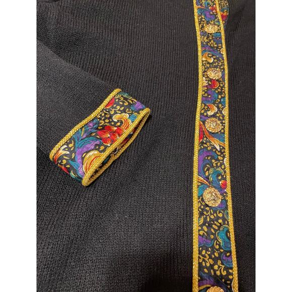 VTG Anne Crimmins for Umi Collections Black Floral Pleated Silk Skirt Set Med 10 - Picture 11 of 16